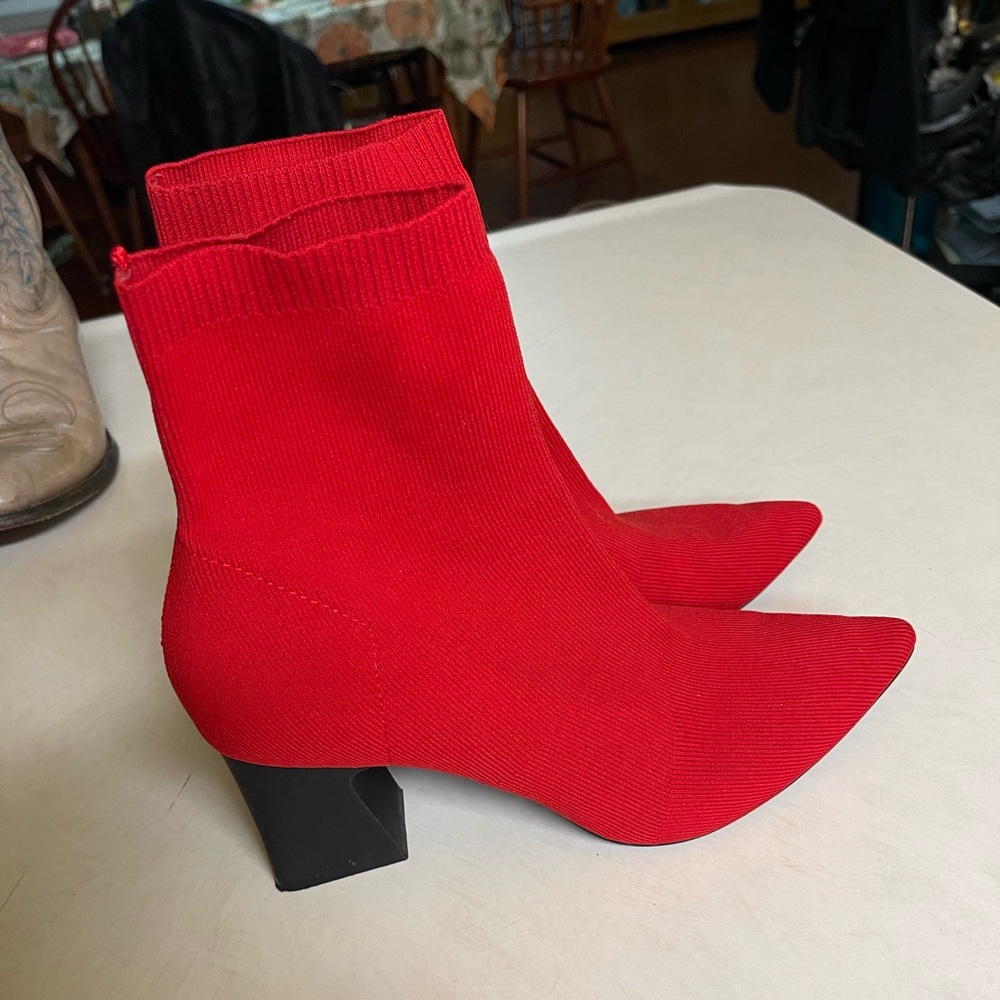 Zara Red Ankle Sock Boots EU 39 Size 8.5